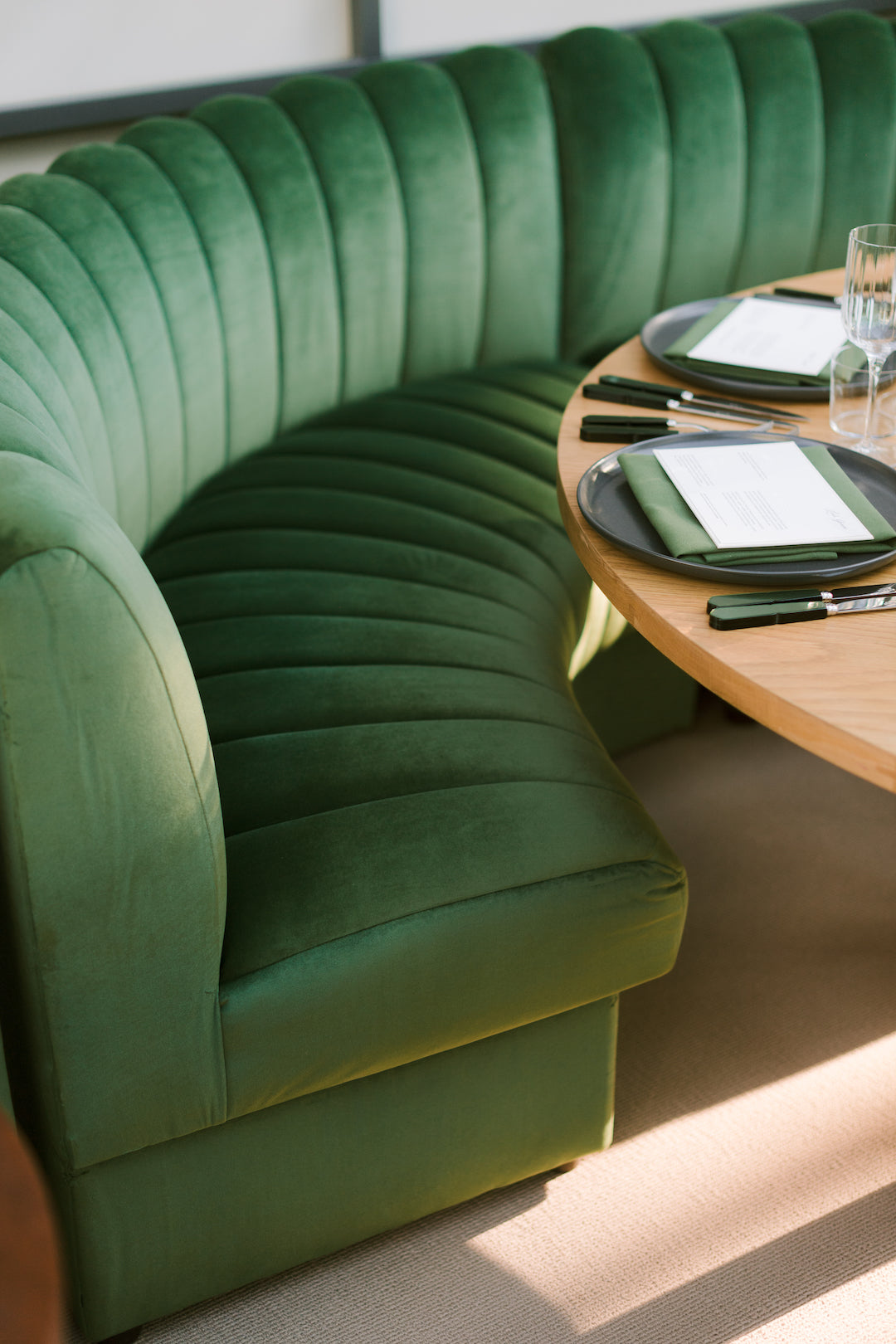 Louise Green Banquette Couch FOUND RENTAL CO louise-green-banquette-couch-found-rental-co