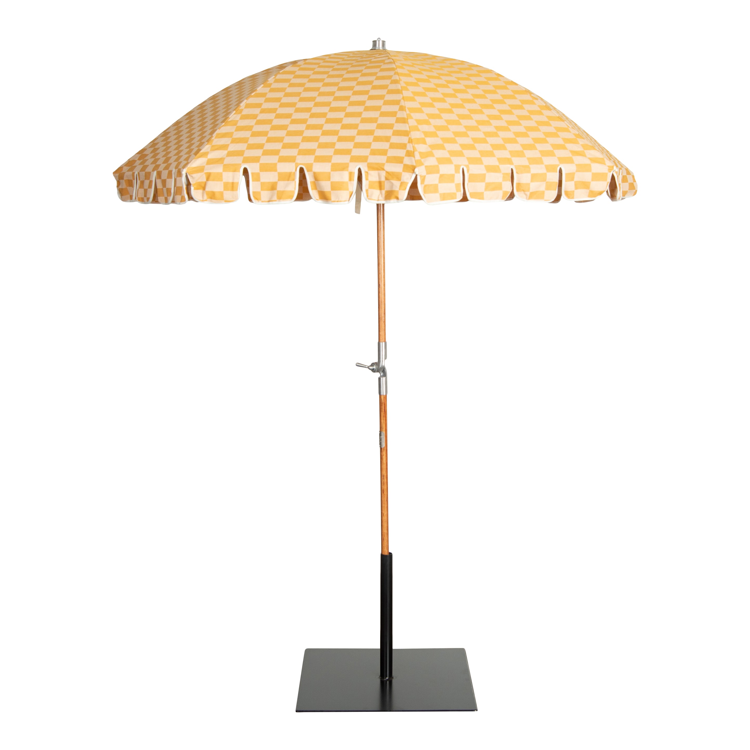 gold patio umbrella Sunny Gold Checkered Umbrella – FOUND RENTAL CO